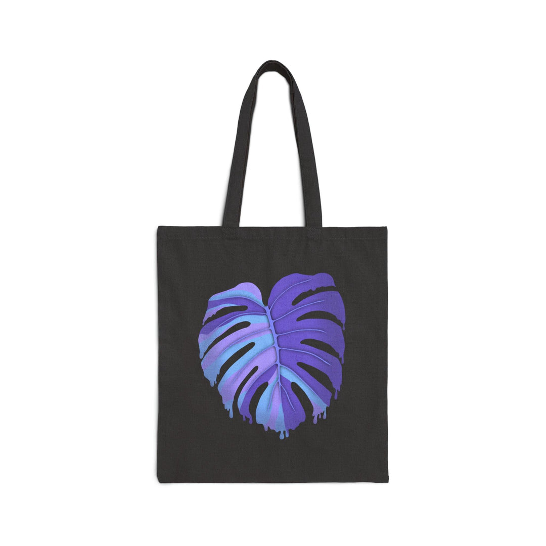 Cotton Tote Bag - Purple Melting Monstera Printed Canvas Tote With Large Handles