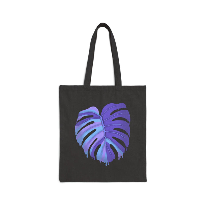 Cotton Tote Bag - Purple Melting Monstera Printed Canvas Tote With Large Handles