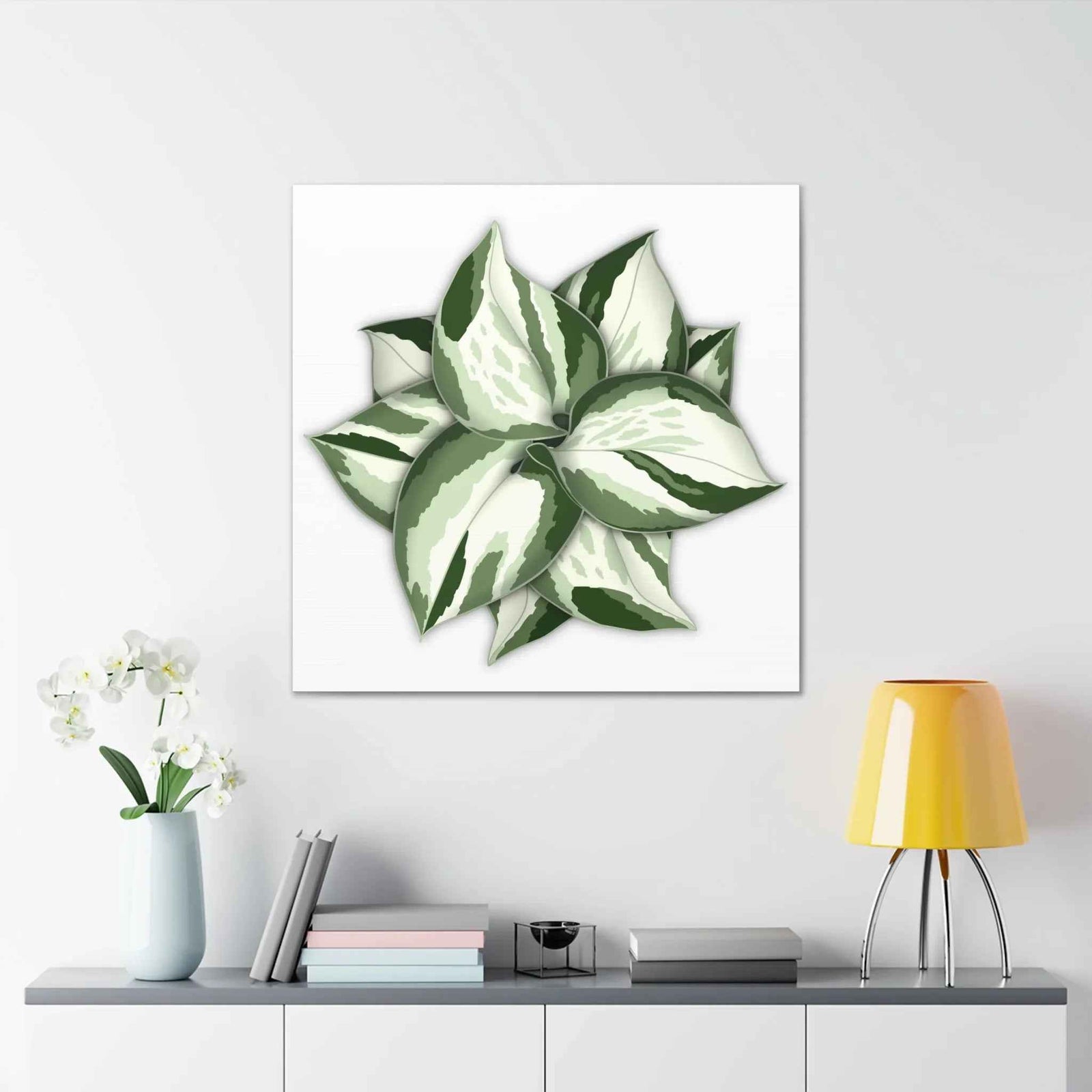 Manjula Pothos Canvas | Botanical Canvas Print - Indoor Plant Print Wall Art