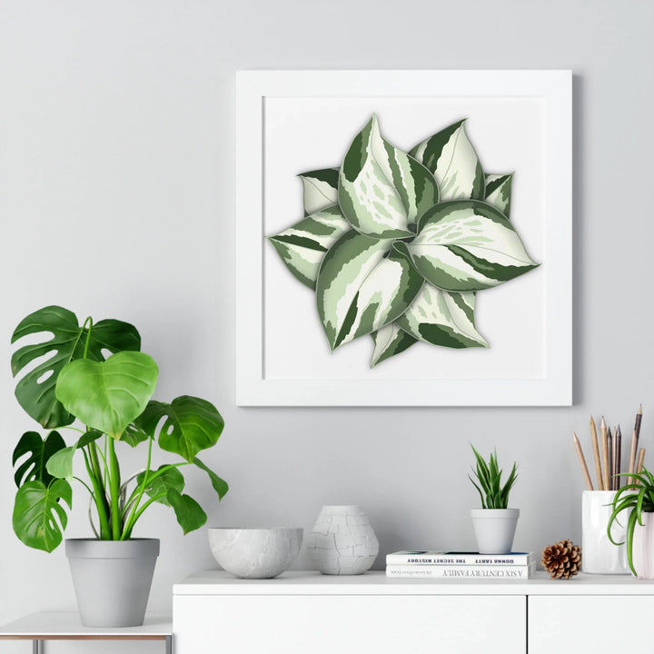 Manjula Pothos Print Framed Wall Art – Botanical Poster With Heart Shaped Leaves