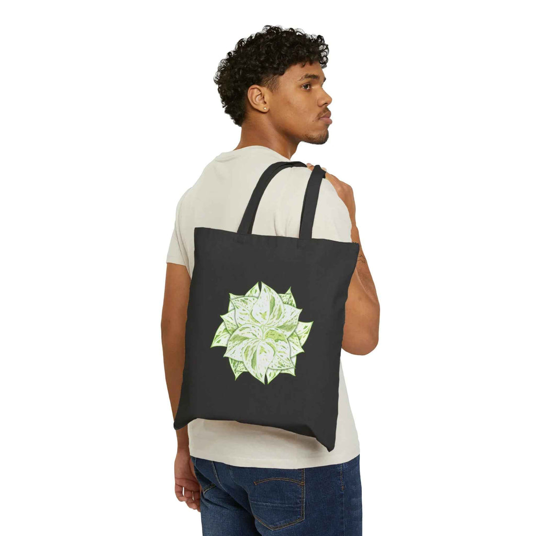 Cotton Tote Bag – Snow Queen White Foliage Design | Durable Canvas, 20 Inch Handles