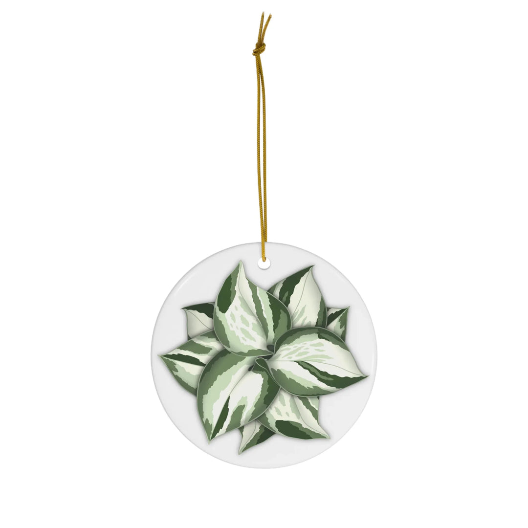 Manjula Pothos Ornament – Glossy Ceramic Holiday Tree Decoration With Gold String