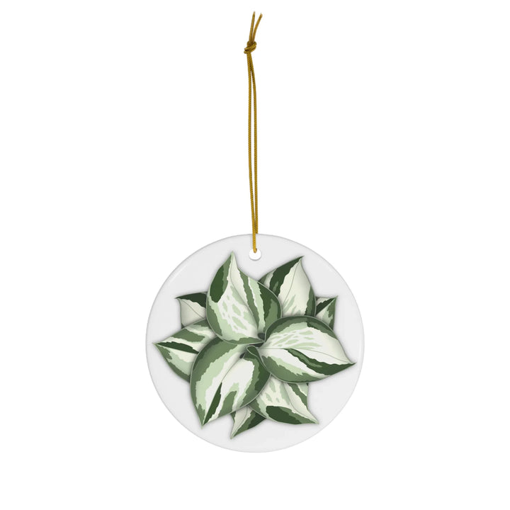 Manjula Pothos Ornament – Glossy Ceramic Holiday Tree Decoration With Gold String