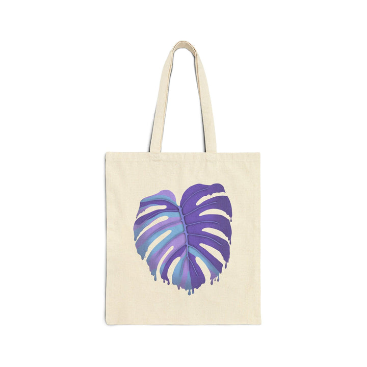 Cotton Tote Bag - Purple Melting Monstera Printed Canvas Tote With Large Handles