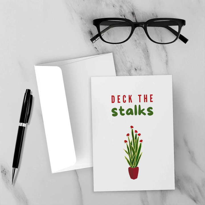 Snake Plant Holiday Card – Festive Botanical Greeting With Envelope Included
