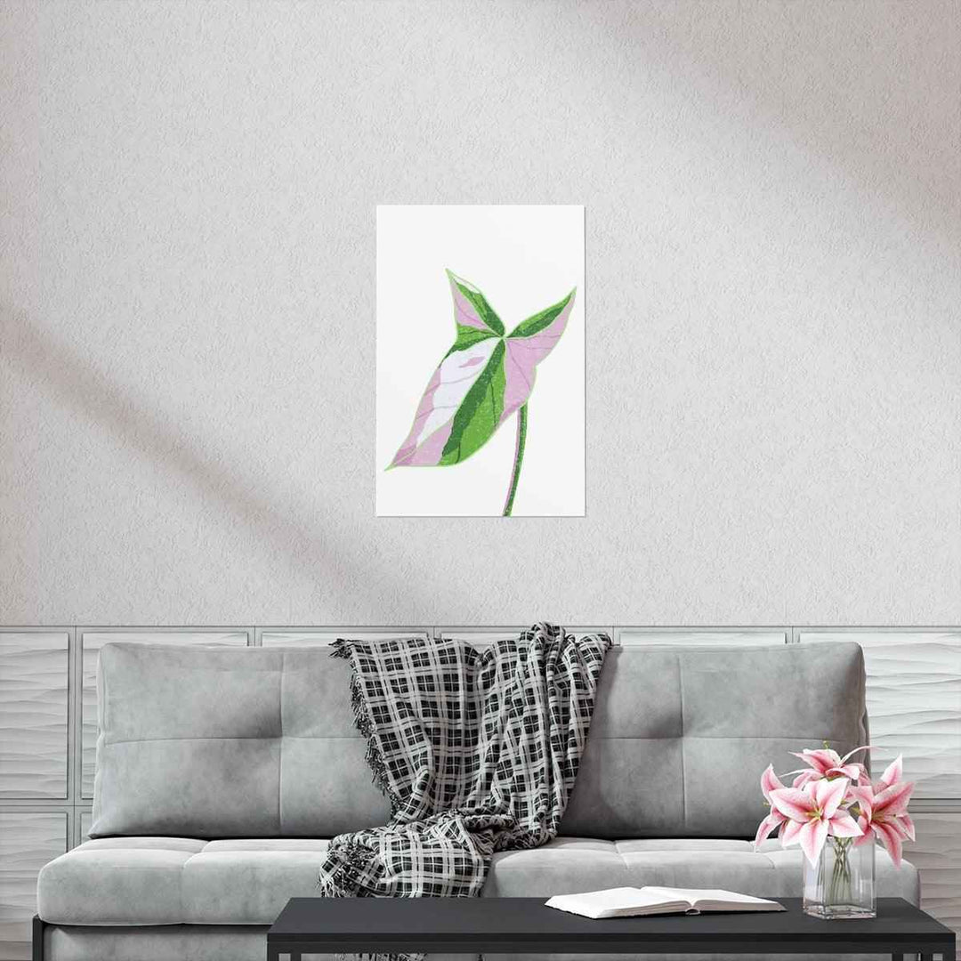 Syngonium Tricolor Print – Botanical Wall Art | Variegated Leaf Poster Unframed