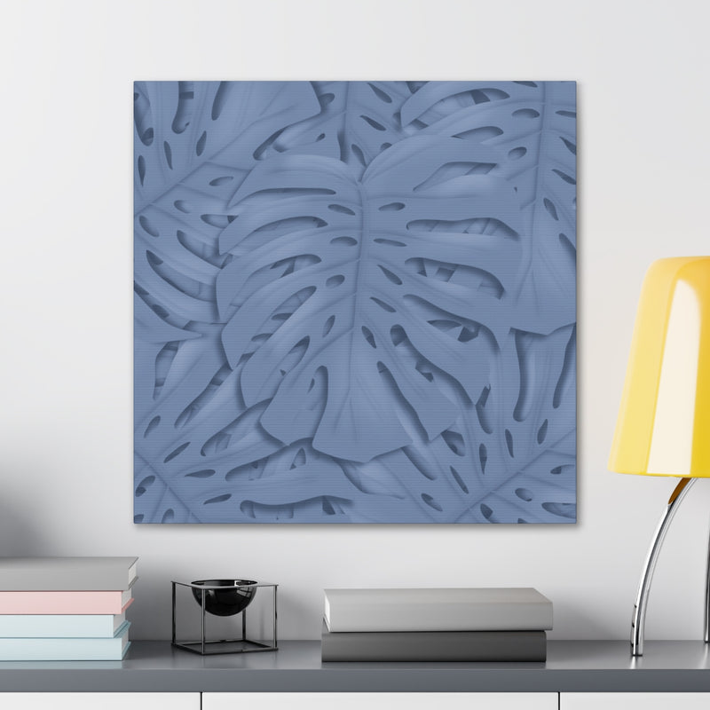 Slate Blue Monstera Canvas