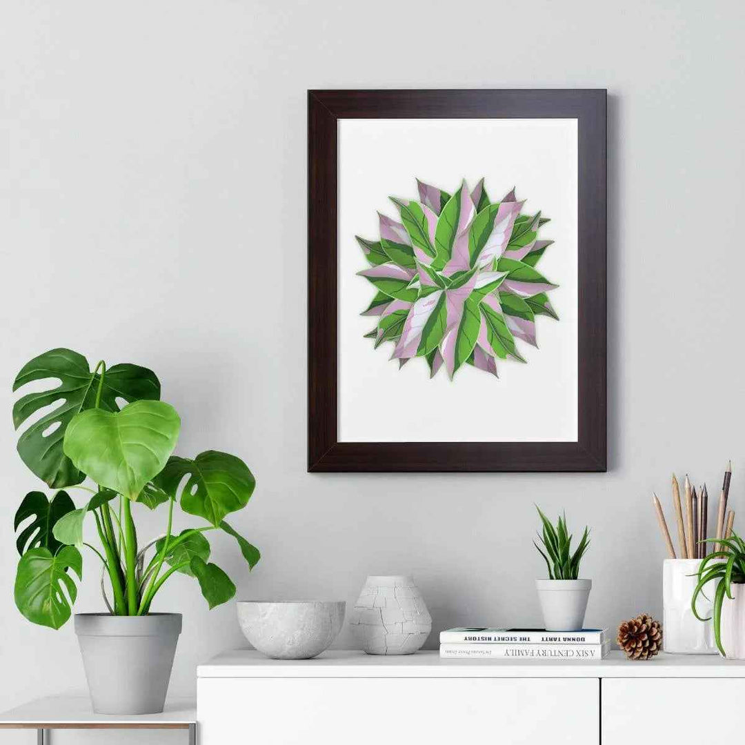 Syngonium Tricolor Print - Framed Botanical Art With Matte Finish & Acrylic Cover