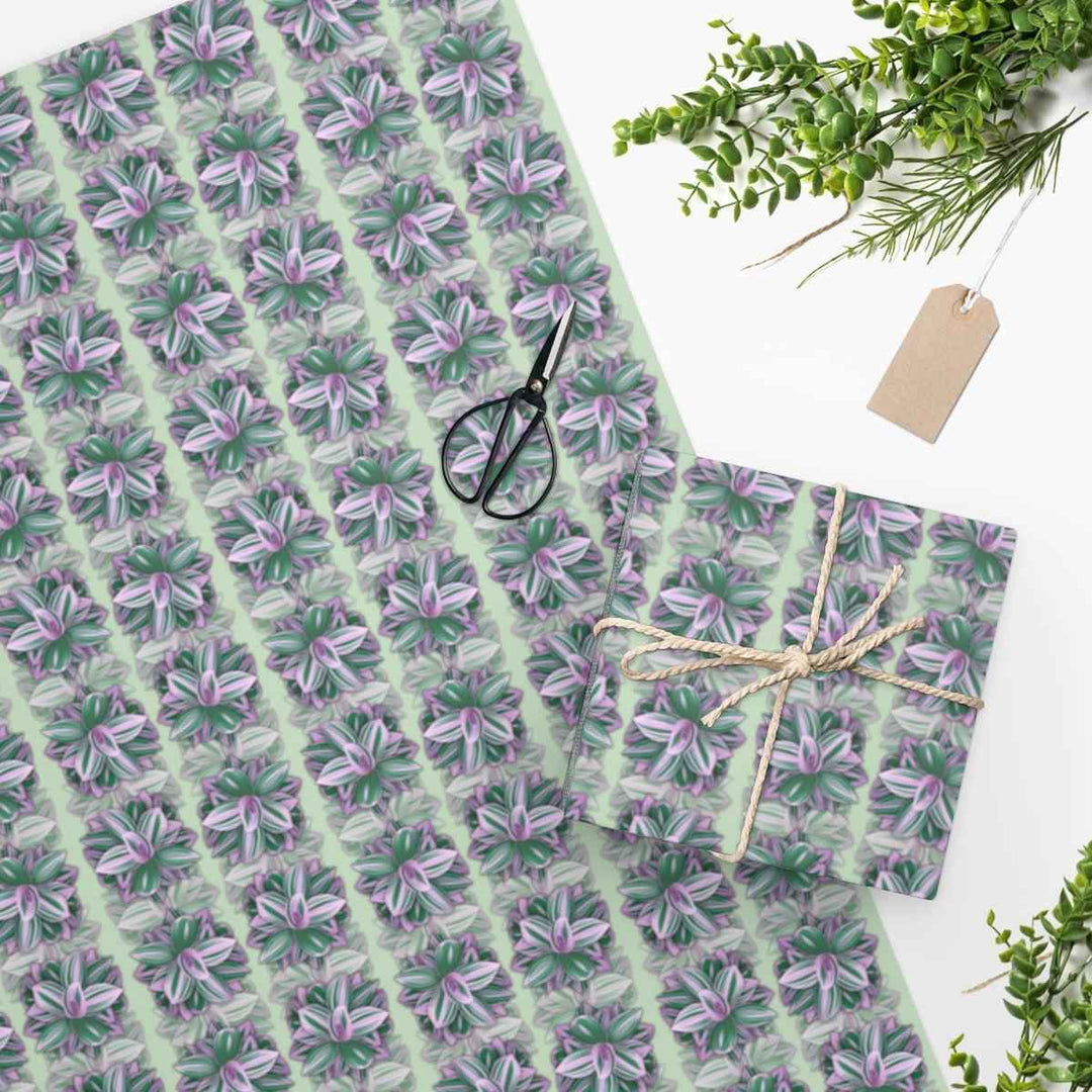 Tradescantia Nanouk Wrapping Paper - Premium Gloss Floral Gift Wrap with Pink Variegated Leaves