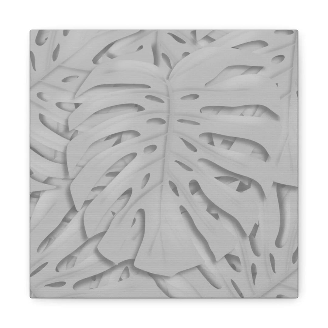 Monstera Canvas Art | Gray Canvas Print - Stretched Cotton Art Print for Indoor Wall Decor
