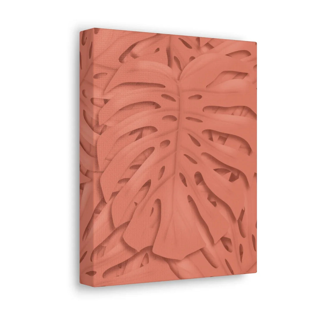 Coral Monstera Canvas - Botanical Canvas Art Print With Matte Finish & Durable Cotton
