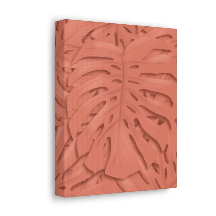 Coral Monstera Canvas - Botanical Canvas Art Print With Matte Finish & Durable Cotton