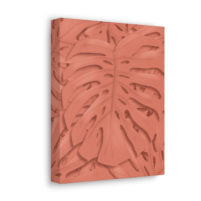 Coral Monstera Canvas