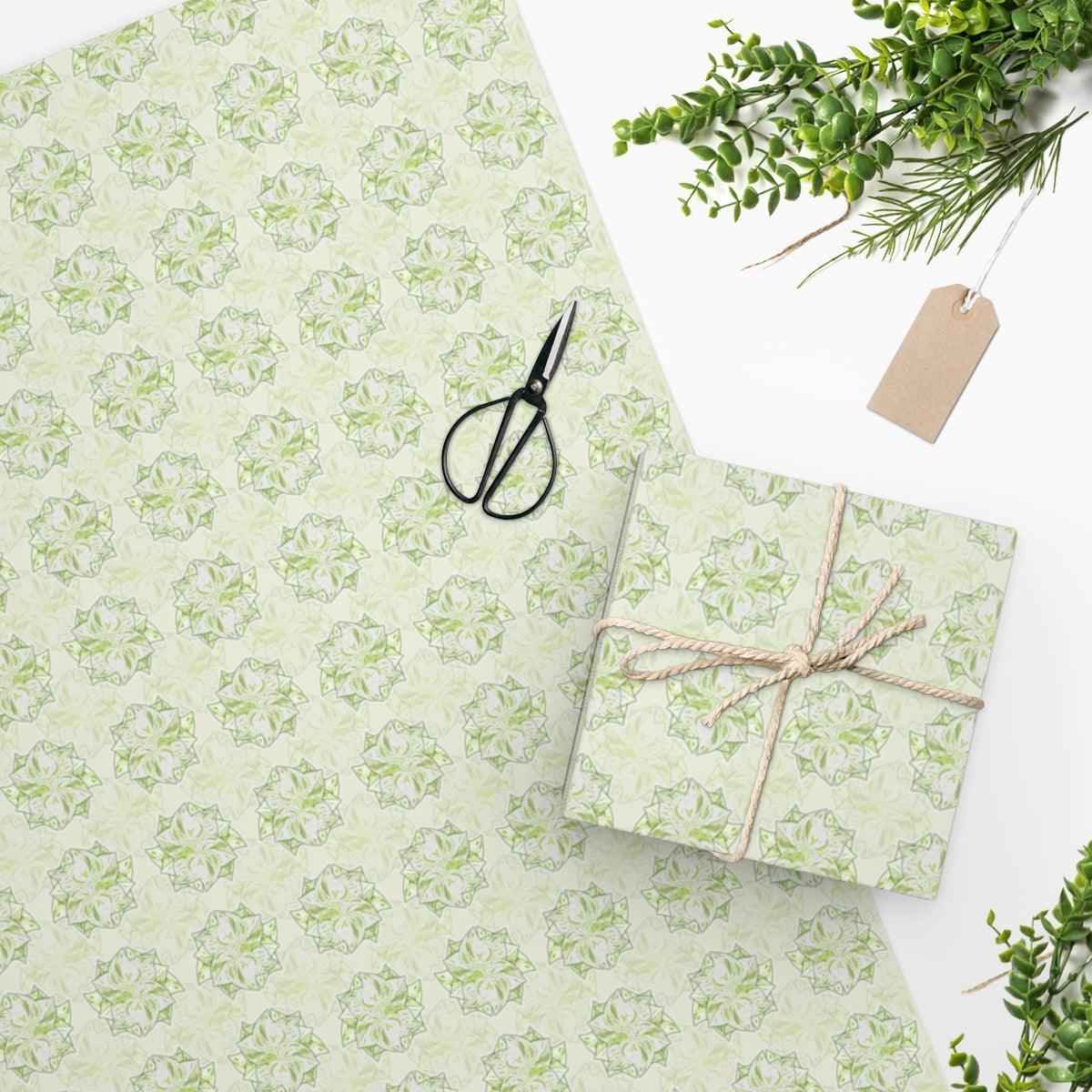 Snow Queen Wrapping Paper – Premium Gloss Holiday Gift Wrap with White Foliage Design