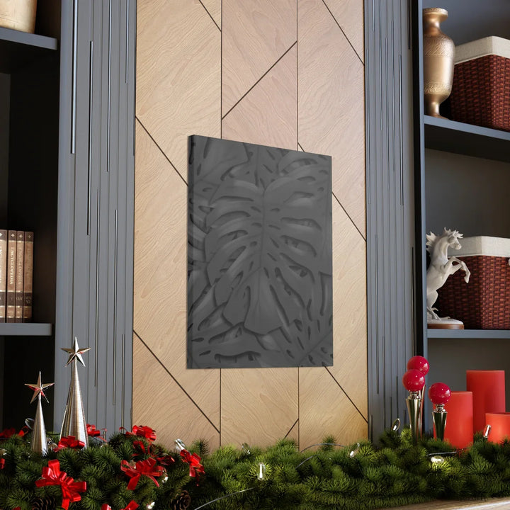 Monstera Canvas Art – Charcoal Leaf Canvas Art Print | Durable Matte Cotton Wall Decor