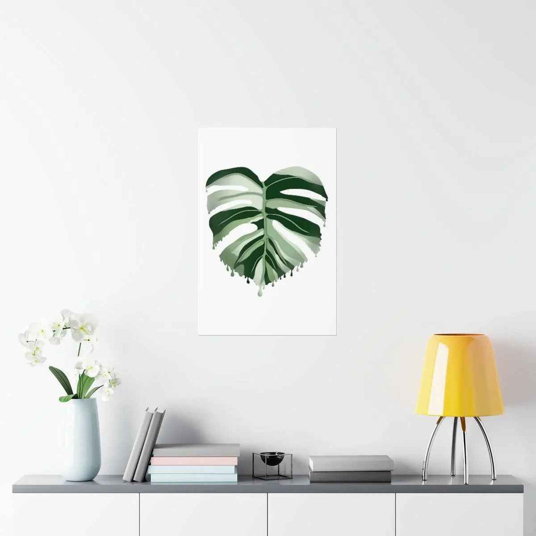 Melting Monstera Albo Print - Fine Art Poster | Botanical Wall Art on Matte Paper Unframed