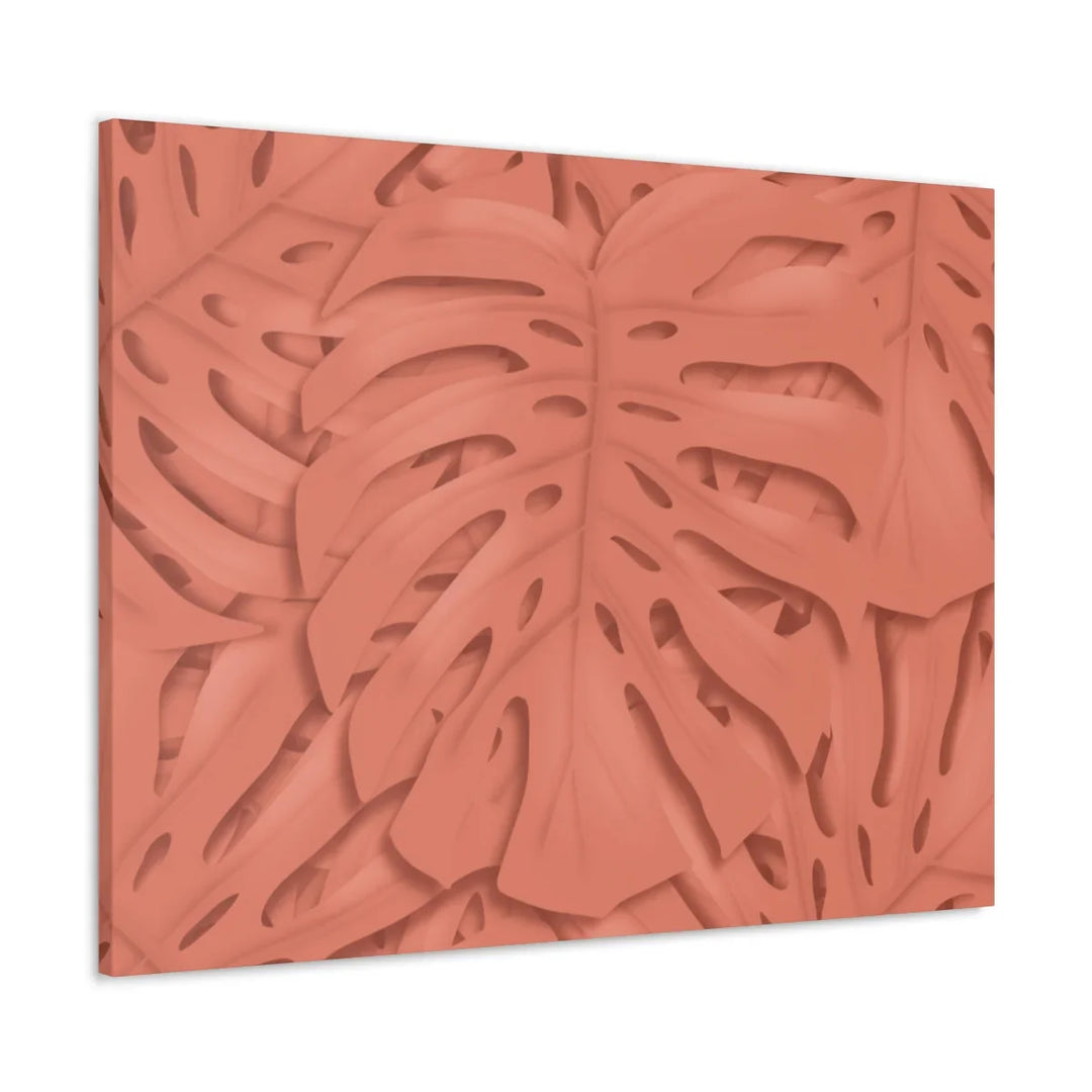 Coral Monstera Canvas - Botanical Canvas Art Print With Matte Finish & Durable Cotton