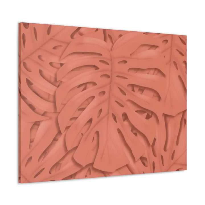 Coral Monstera Canvas - Botanical Canvas Art Print With Matte Finish & Durable Cotton