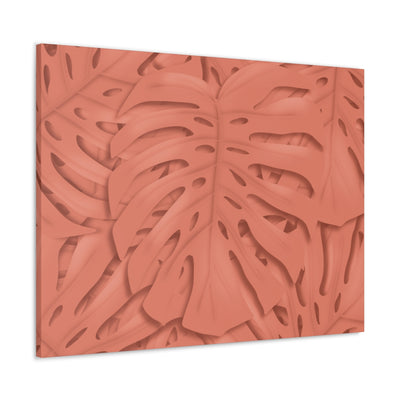 Coral Monstera Canvas