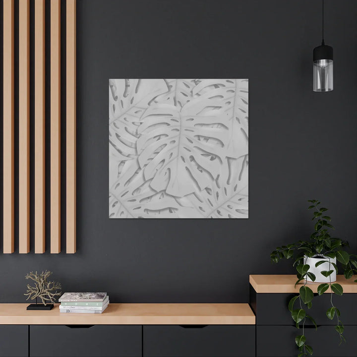 Monstera Canvas Art | Gray Canvas Print - Stretched Cotton Art Print for Indoor Wall Decor