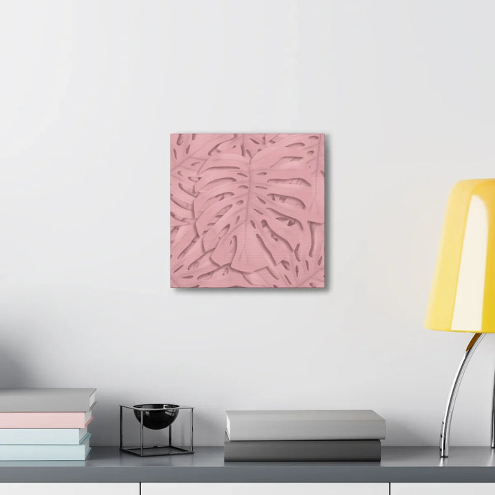 Monstera Canvas Art | Pink Wall Art - Botanical Wall Decor on Stretched Cotton Canvas Print