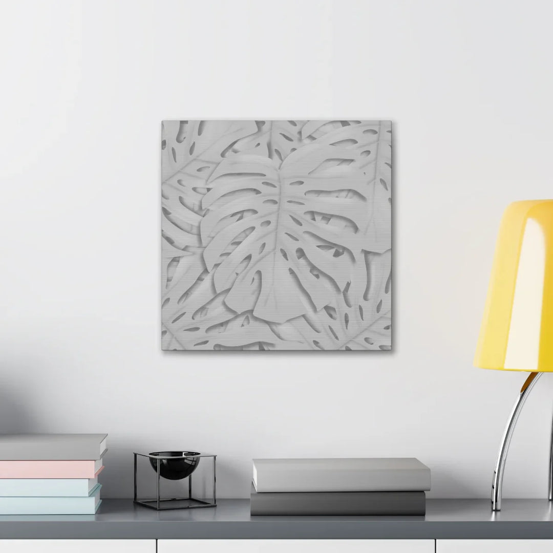 Monstera Canvas Art | Gray Canvas Print - Stretched Cotton Art Print for Indoor Wall Decor