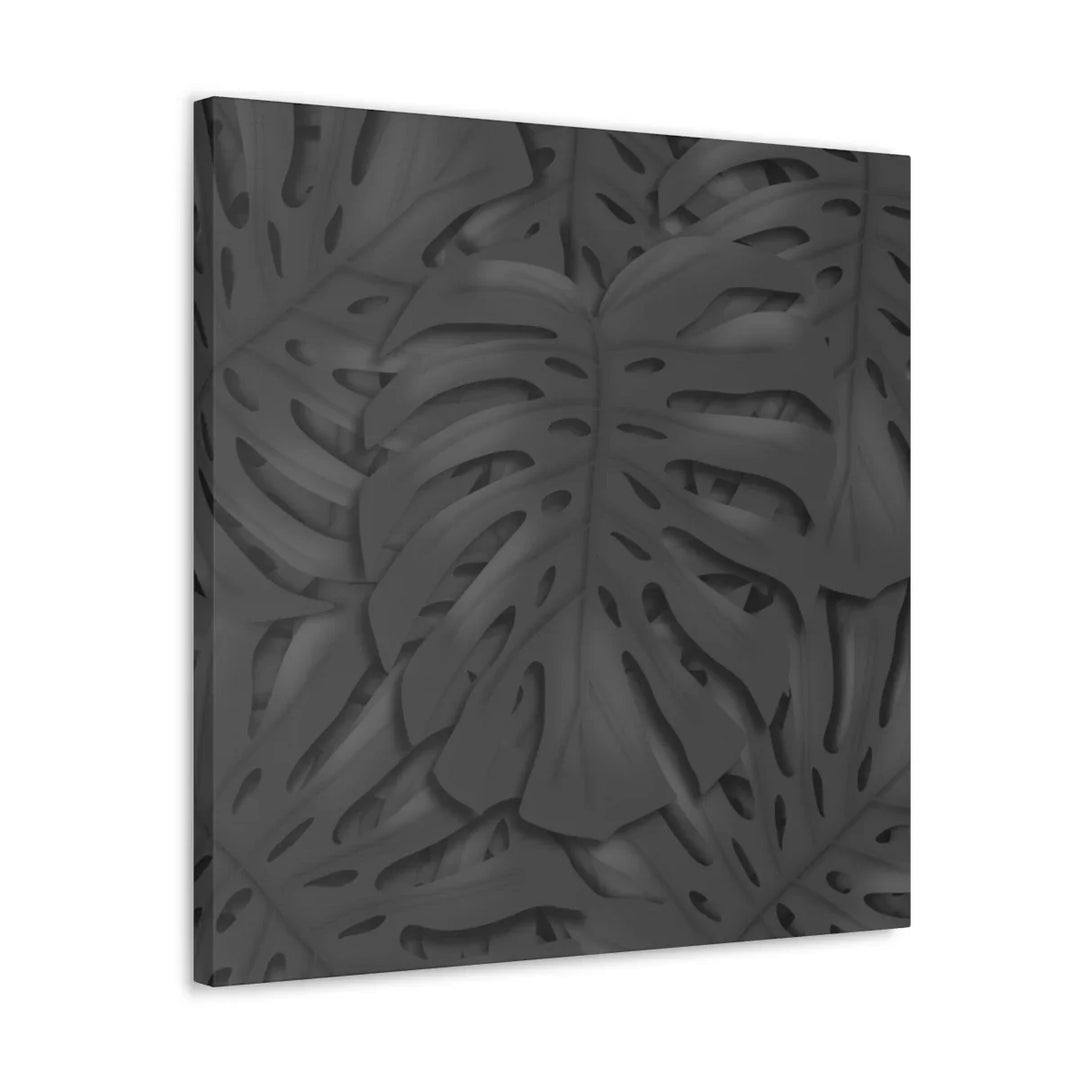 Monstera Canvas Art – Charcoal Leaf Canvas Art Print | Durable Matte Cotton Wall Decor