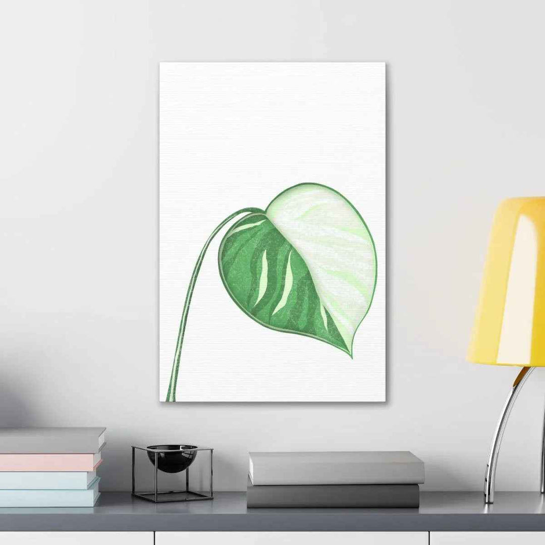Monstera Albo Canvas | Large Tropical Leaf Artwork - Matte Finish Canvas Art Print
