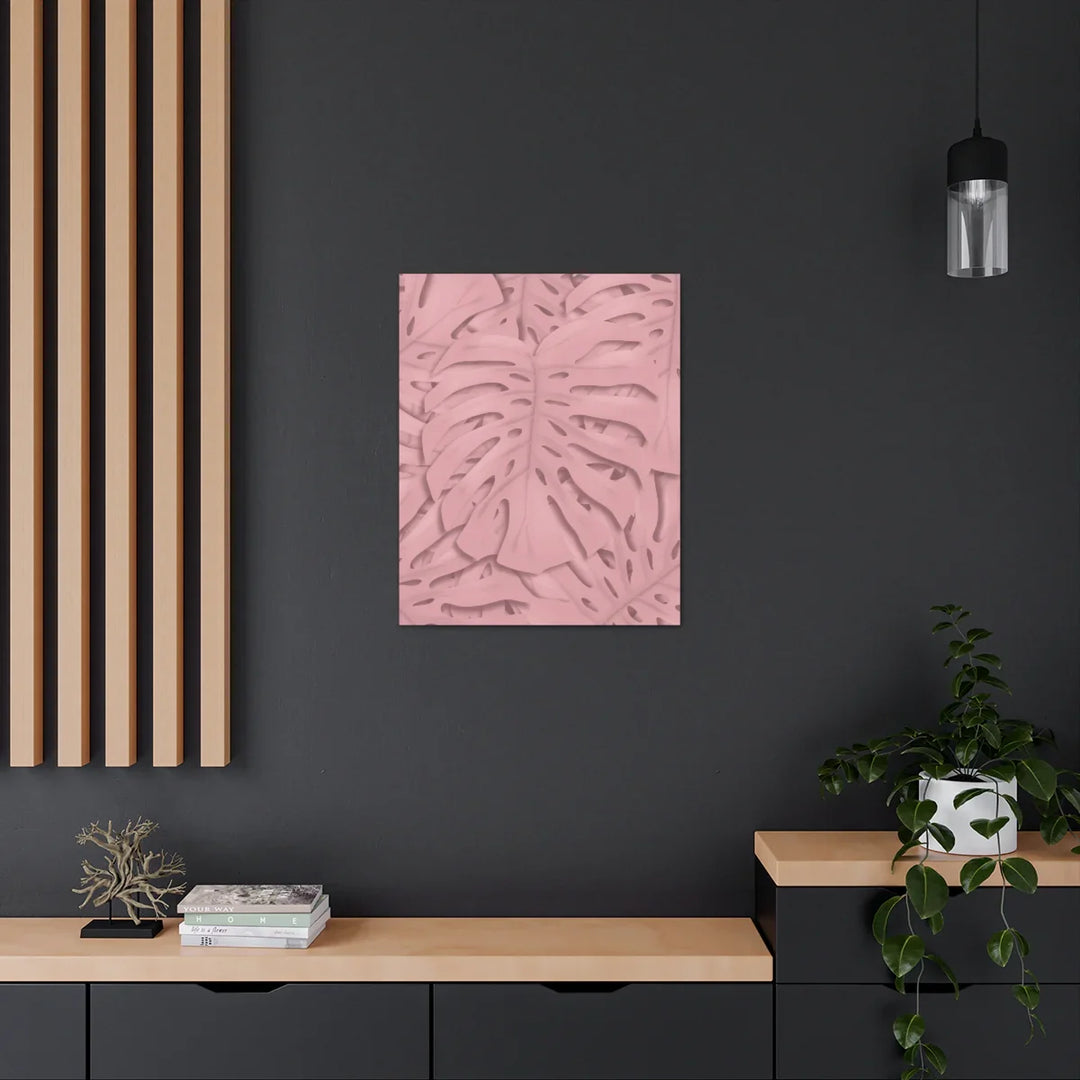 Monstera Canvas Art | Pink Wall Art - Botanical Wall Decor on Stretched Cotton Canvas Print