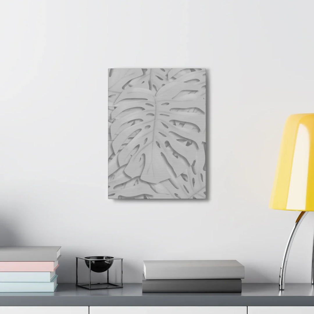 Monstera Canvas Art | Gray Canvas Print - Stretched Cotton Art Print for Indoor Wall Decor