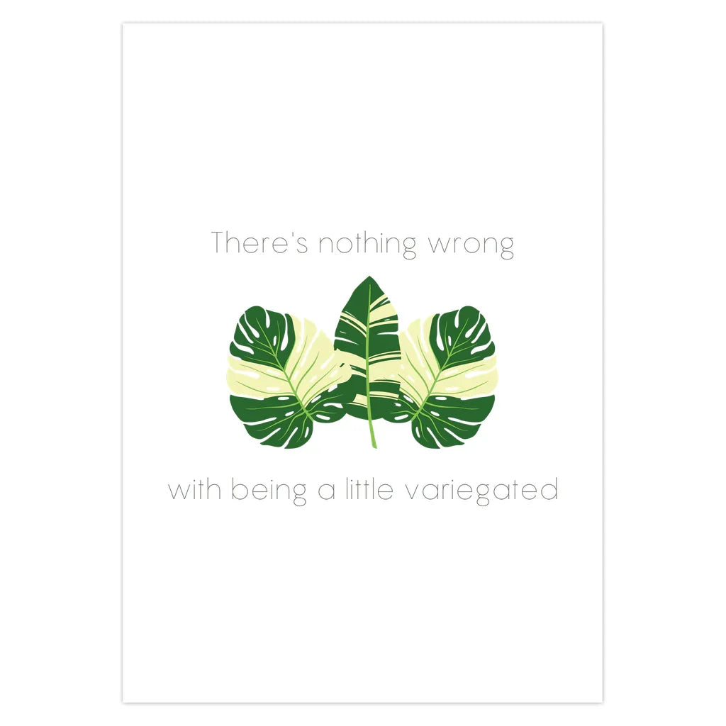 Variegated Plant Card – Handmade Botanical Note Cards with Envelope Included