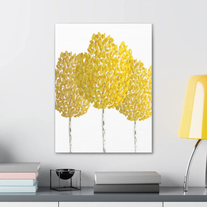 Fall Aspen Canvas - Stretched Cotton Canvas Art Print With Yellow Fall Foliage