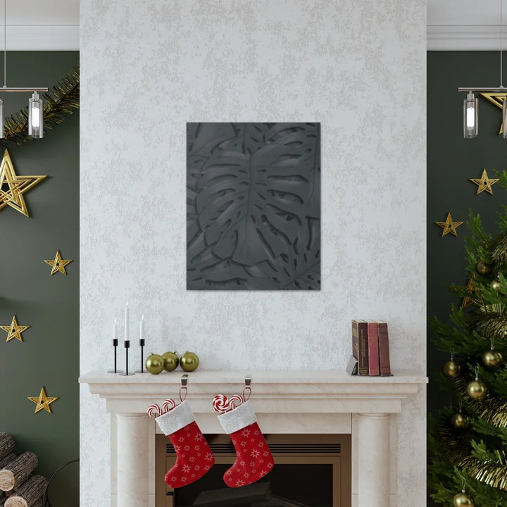 Monstera Canvas Art – Charcoal Leaf Canvas Art Print | Durable Matte Cotton Wall Decor