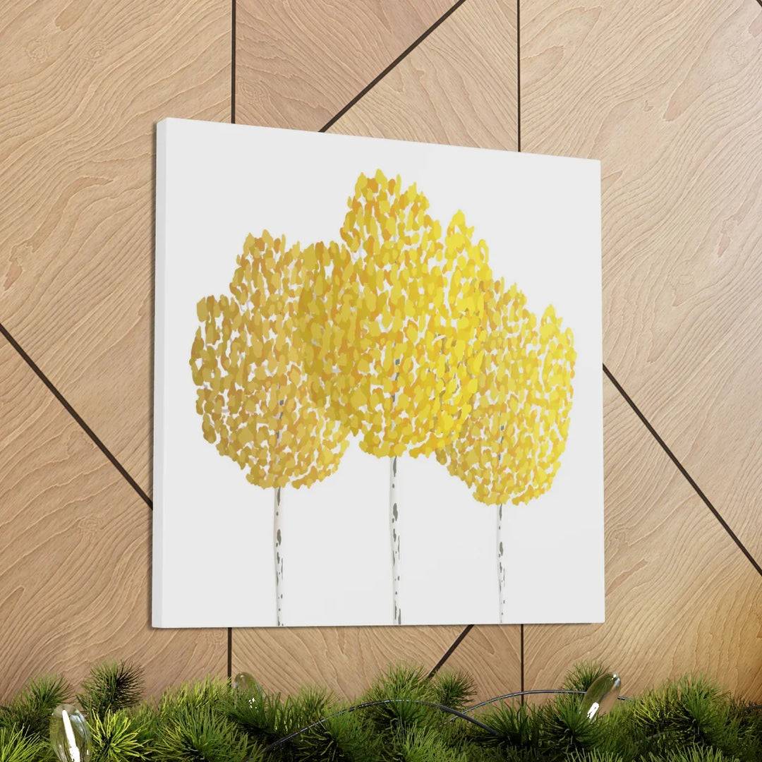 Fall Aspen Canvas - Stretched Cotton Canvas Art Print With Yellow Fall Foliage