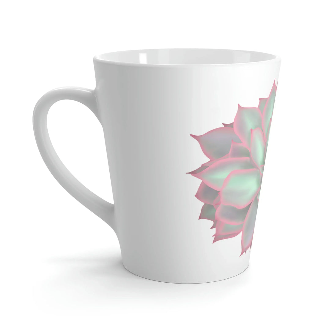Succulent Mug - Ceramic Coffee Mug With Violet Rosette Succulent Design