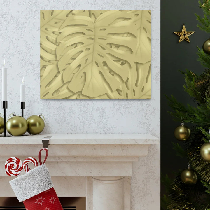Golden Monstera Canvas - Indoor Wall Art | Durable Matte Finish Canvas Art Print