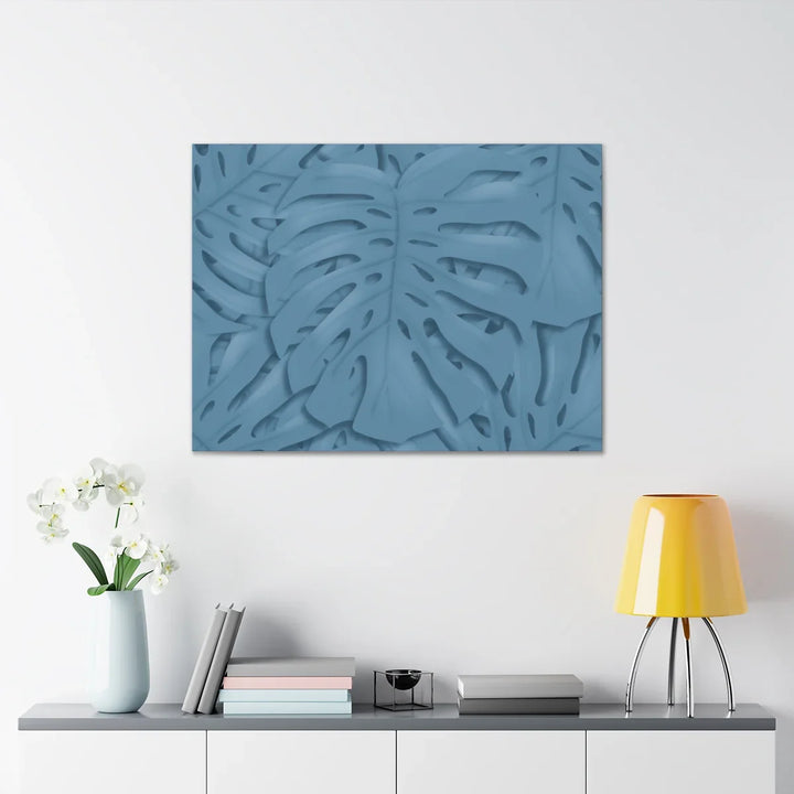 Monstera Canvas Art | Blue Monstera Print on Durable Matte Finish Canvas Art Print
