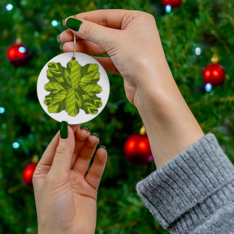 Calathea Yellow Fusion Ceramic Ornament, Home Decor, Laura Christine Photography & Design, Calathea, Ceramic, Christmas, Decor, Gift, Glossy, Holiday, Holiday Picks, Home & Living, House Plant, Illustration, Indoor Plant, ornament, Ornaments, Plant, Prayer Plant, Present, Seasonal Decorations, Yellow Fusion, Laura Christine Photography & Design, laurachristinedesign.com