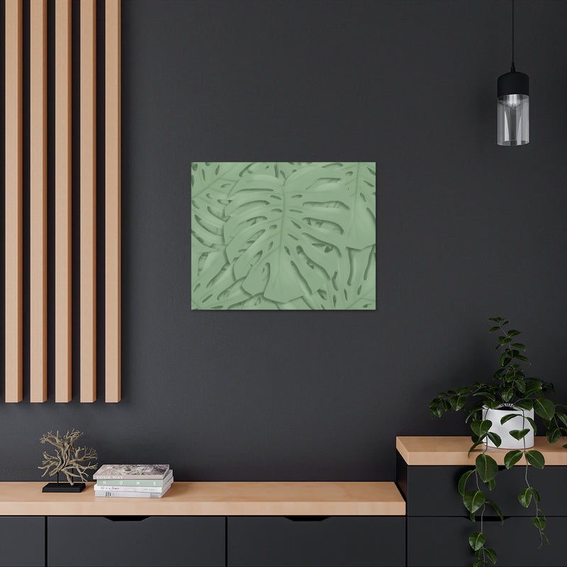 Deep Sage Monstera Canvas