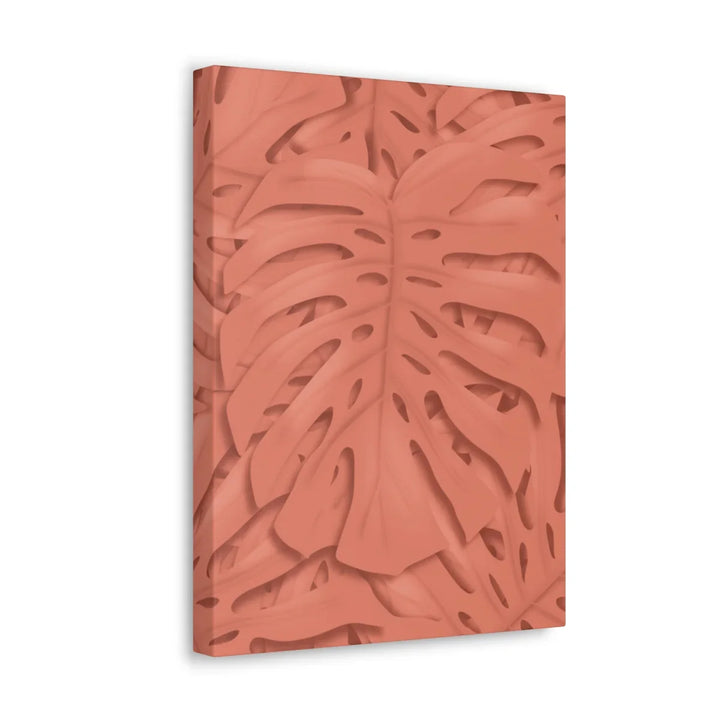 Coral Monstera Canvas - Botanical Canvas Art Print With Matte Finish & Durable Cotton