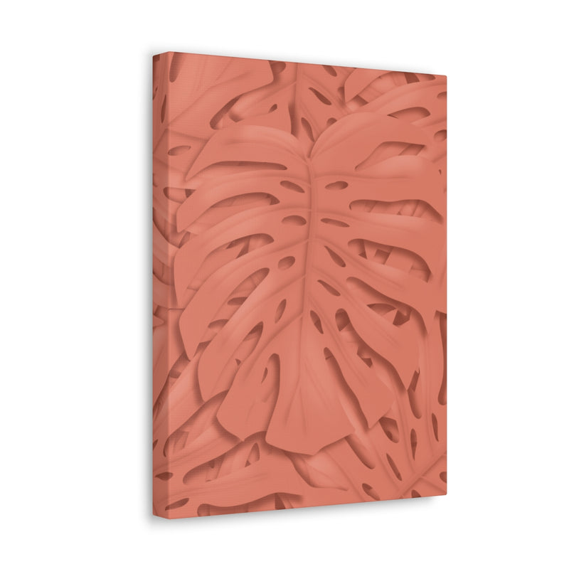 Coral Monstera Canvas