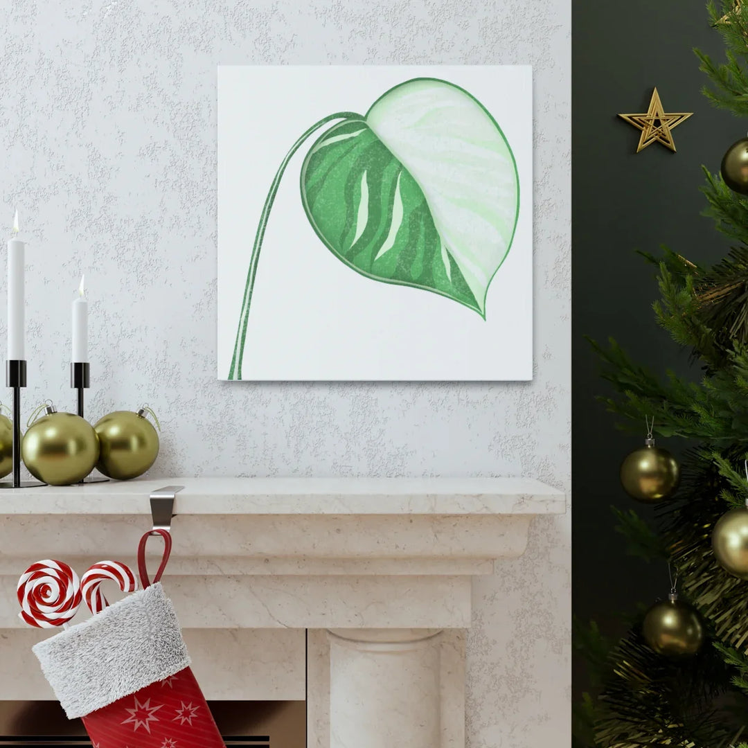 Monstera Albo Canvas | Large Tropical Leaf Artwork - Matte Finish Canvas Art Print - Laura Christine Photography & Design