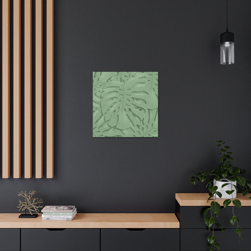 Deep Sage Monstera Canvas