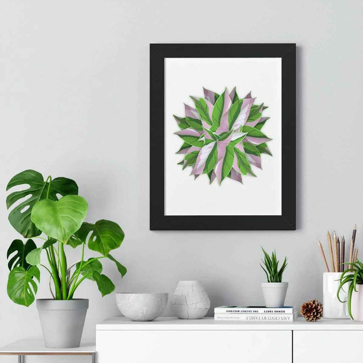 Syngonium Tricolor Print - Framed Botanical Art With Matte Finish & Acrylic Cover