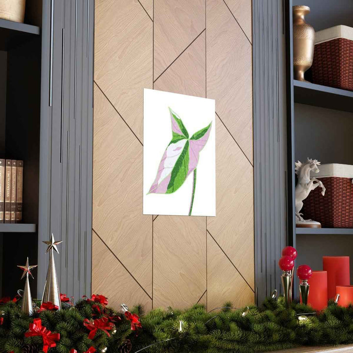 Syngonium Tricolor Print – Botanical Wall Art | Variegated Leaf Poster Unframed