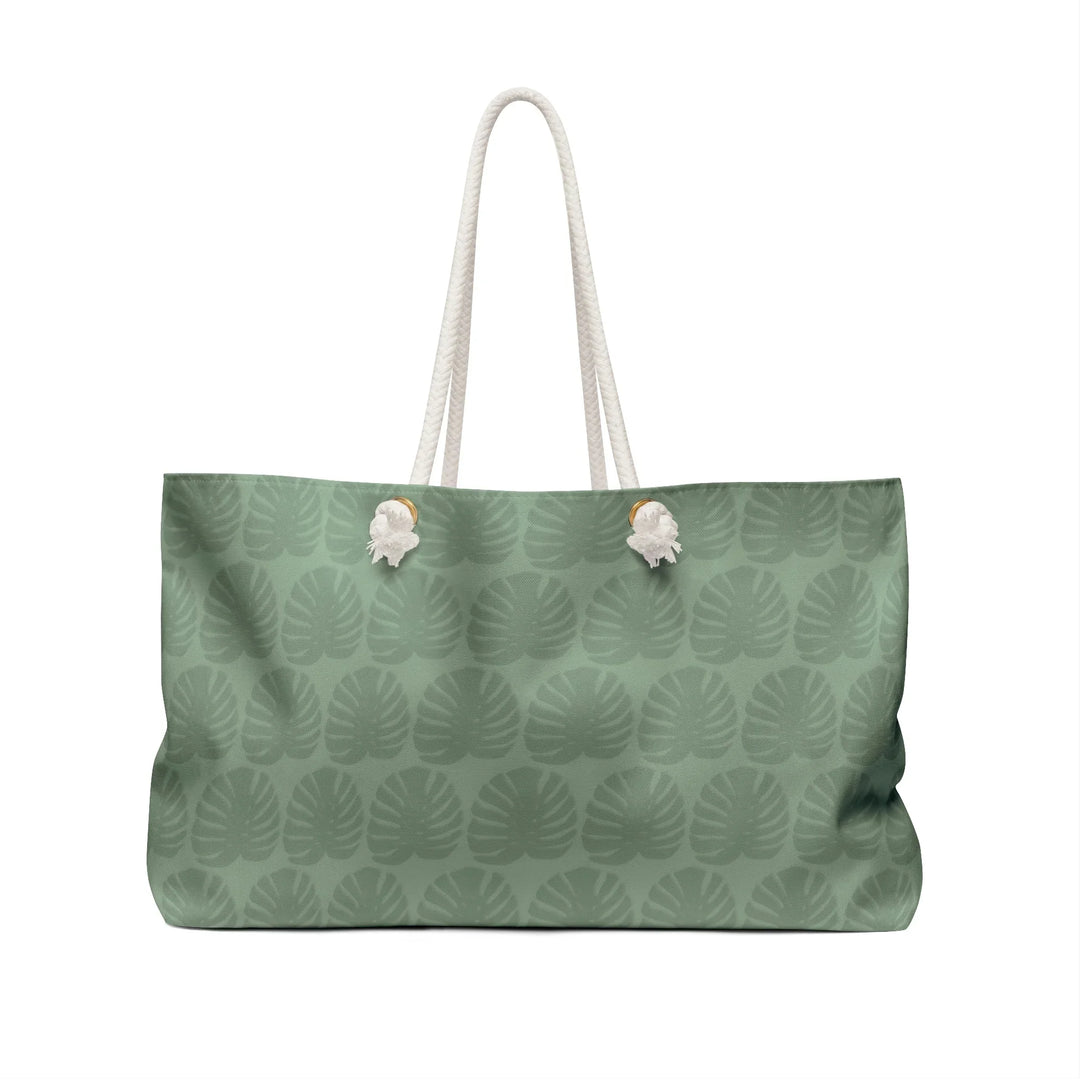 Weekender Tote Bag - Oversized Monstera Leaf Pattern With Durable Rope Handles