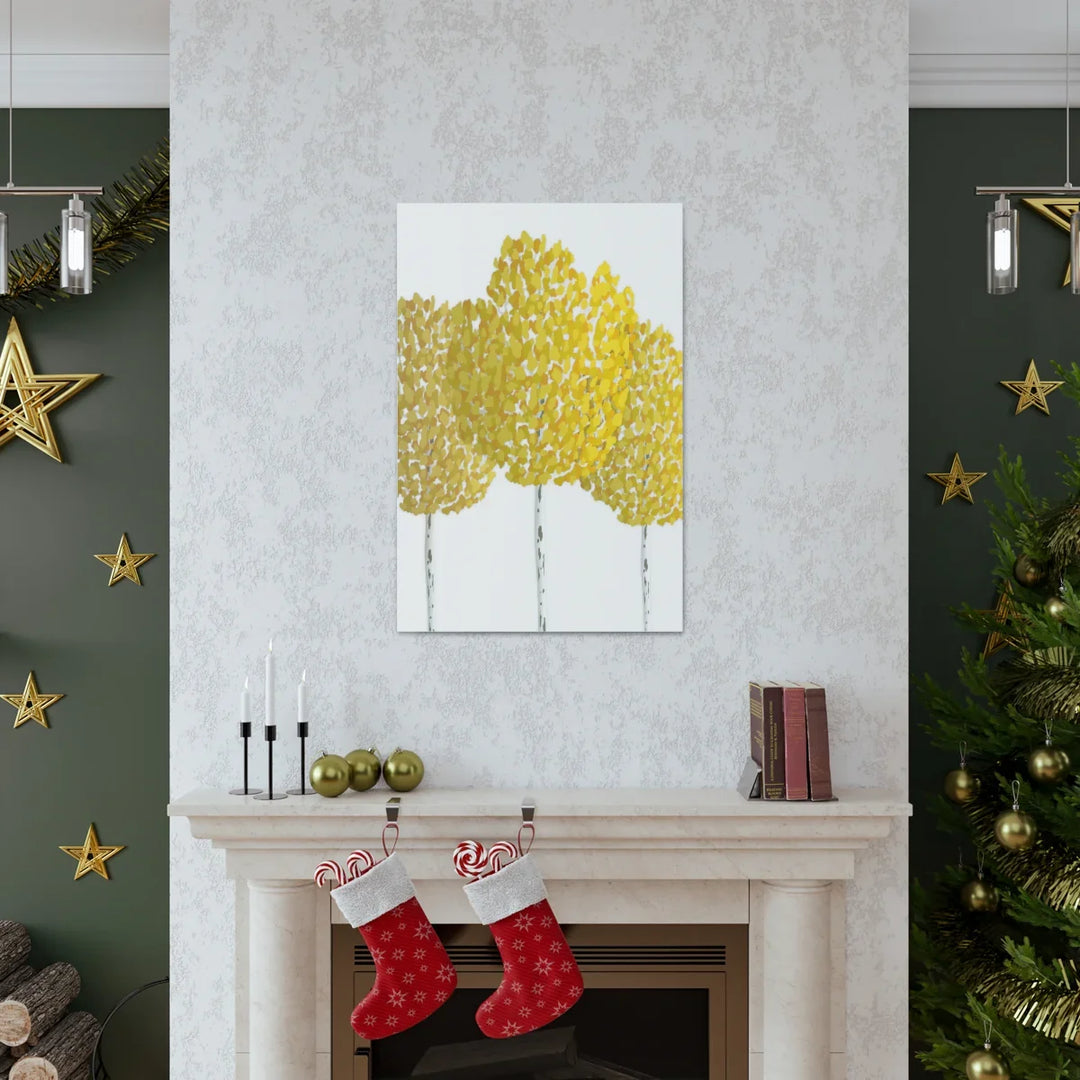 Fall Aspen Canvas - Stretched Cotton Canvas Art Print With Yellow Fall Foliage