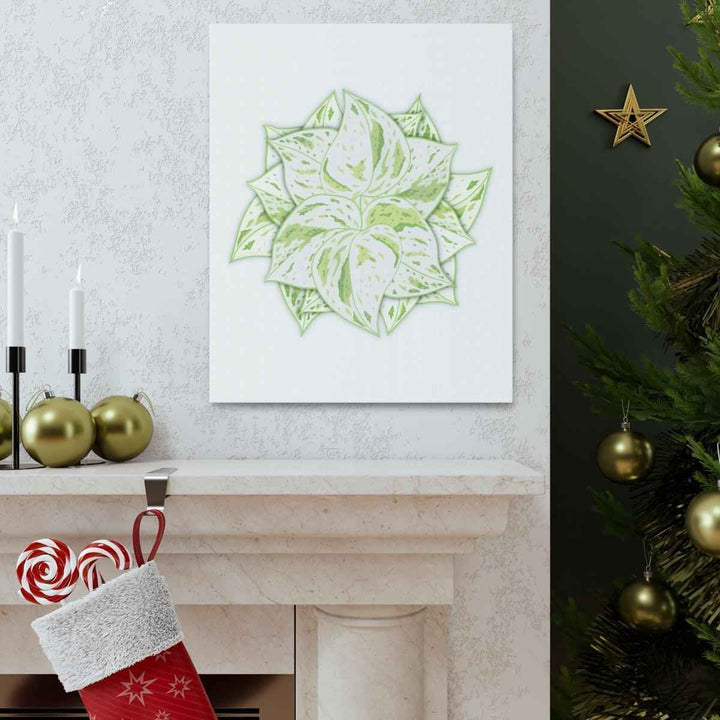 Snow Queen Pothos Canvas – Variegated Leaf Canvas Art Print | Durable Cotton