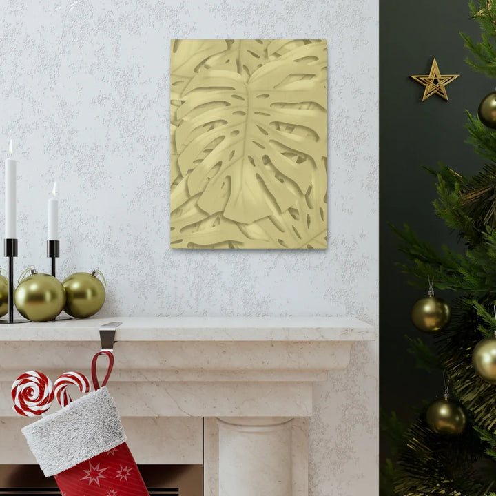 Golden Monstera Canvas - Indoor Wall Art | Durable Matte Finish Canvas Art Print