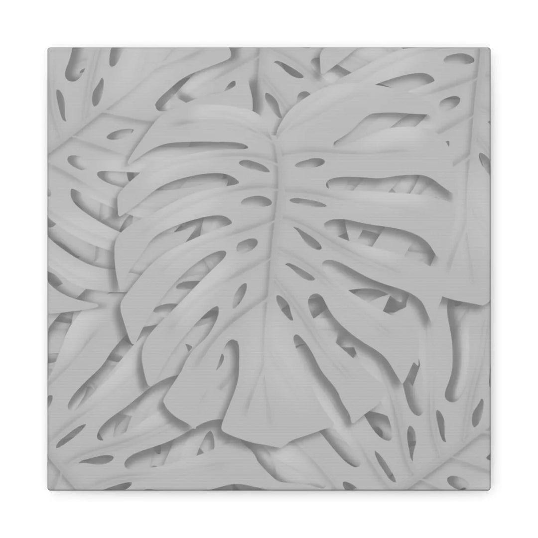Monstera Canvas Art | Gray Canvas Print - Stretched Cotton Art Print for Indoor Wall Decor